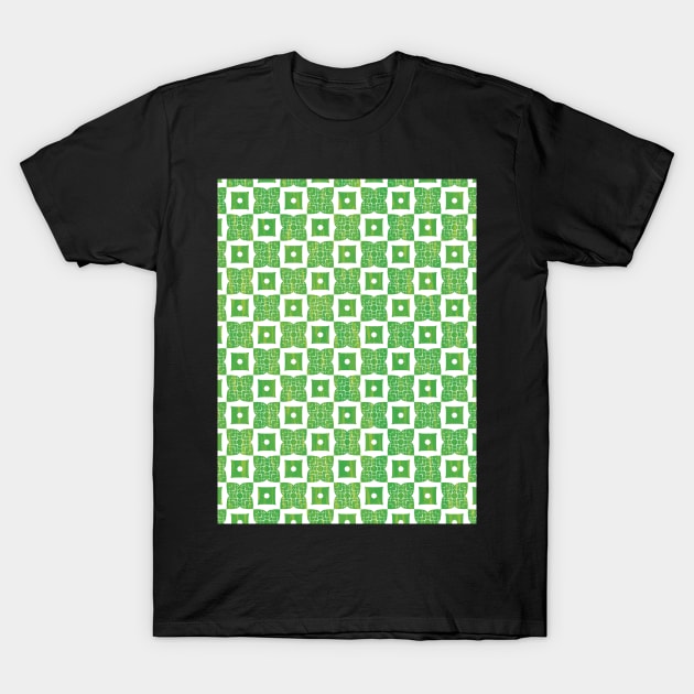 Light green floral and rectangle pattern T-Shirt by Uniquepixx